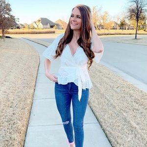 White small peplum top